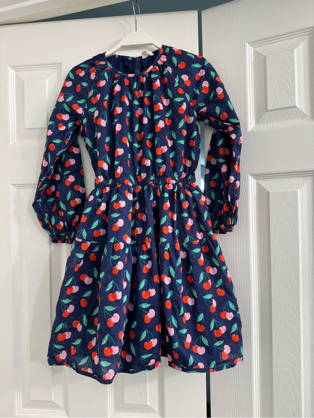 J. Crew Navy Dress with Red and Pink Cherry Print
